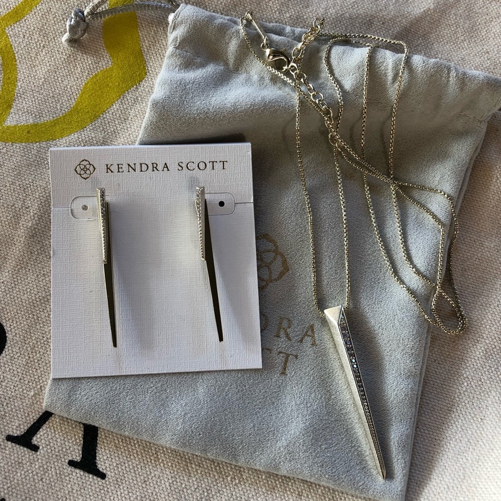 Kendra Scott Gold & White CZ Halsey and Hudson Set